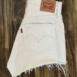Levi's Pink Cream Denim Cut-Off Shorts